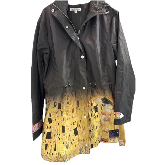 Galleria Enterprises, Inc. Jackets & Blazers - NWT Gustav Klimt "The Kiss" Spring Hooded Drawstring Rain Jacket Size S‎ Art